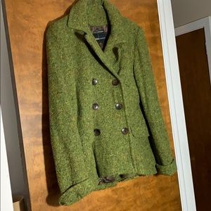 Vintage green tweed pea coat